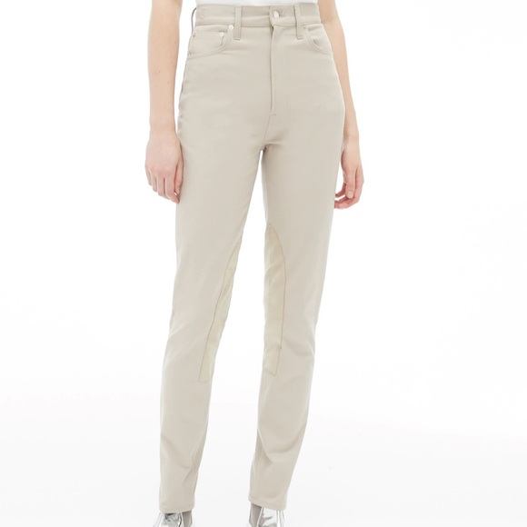 Helmut Lang Femme Hi Rider Straight Jeans Natural Tan High Rise - Picture 12 of 13